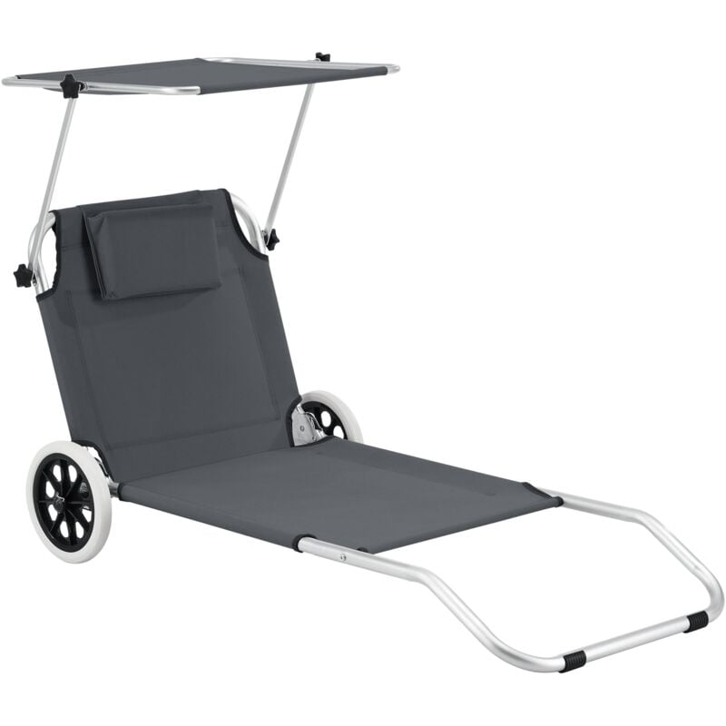 foto del prodotto lettino prendisole su ruote lazkano alluminio poliestere opaco argento grigio scuro