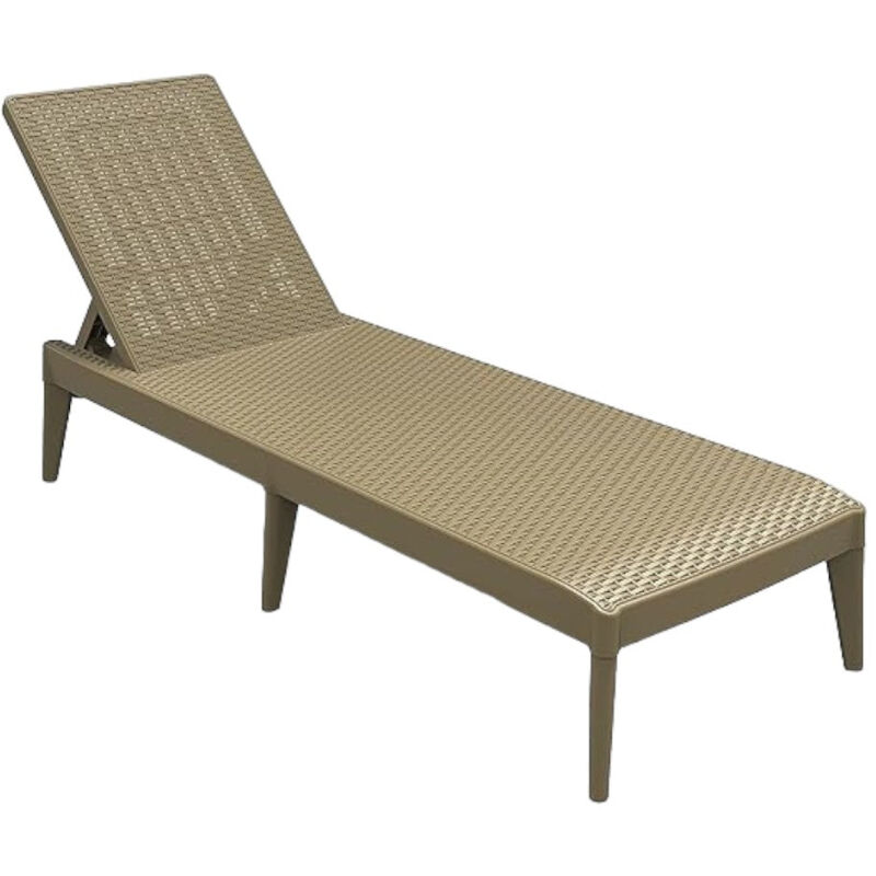 foto del prodotto lettino reclinabile in resina con finitura rattan 60x186xh29 cm marrone