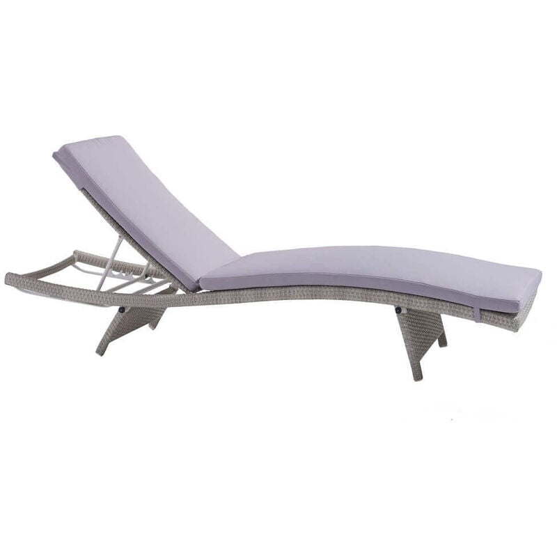 foto del prodotto lettino sdraio da giardino in wicker grigio con cuscino grigio intreccio in rattan sintetico da esterno