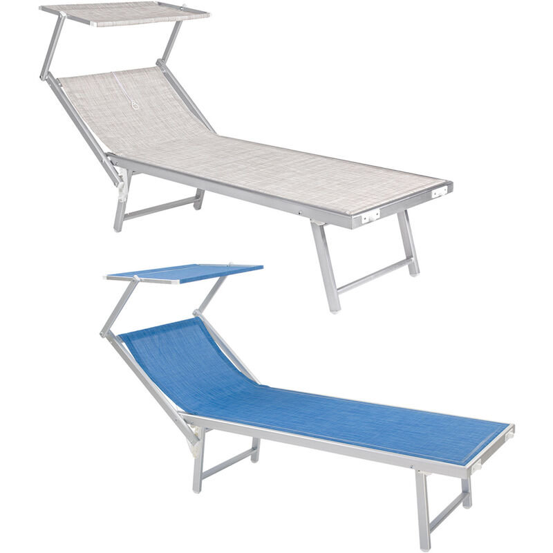foto del prodotto lettino spiaggia con parasole mattinata telo ecru