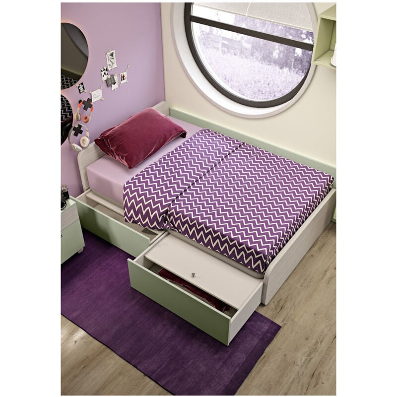 foto del prodotto letto 1 piazza e mezza con cassettoni, personalizzabile e facile montaggio bianco