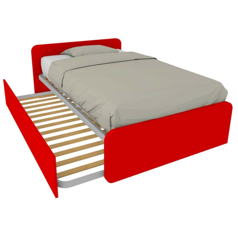 foto del prodotto letto 1 piazza e mezza con letto estraibile rosso