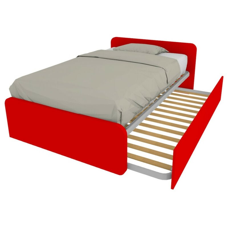 foto del prodotto letto 1 piazza e mezza con letto estraibile rosso