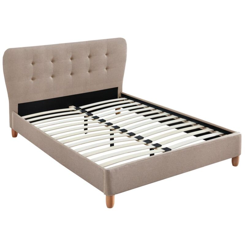 foto del prodotto letto 160 x 200 cm con testata trapuntata tessuto beige elide