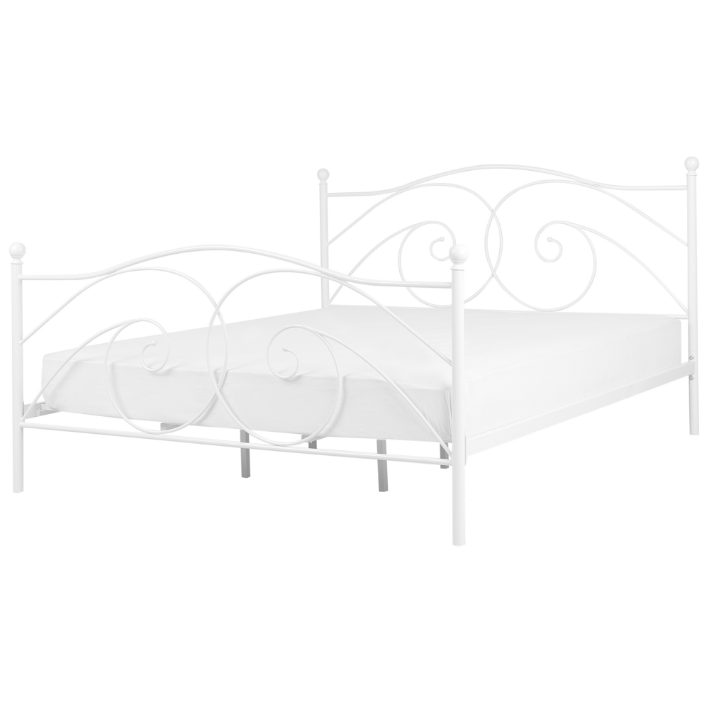 foto del prodotto letto 180 x 200 cm con struttura in metallo bianco rete a doghe retr 