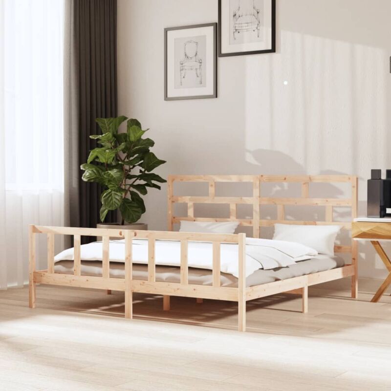 foto del prodotto letto 200x200 cm con tocco moderno in legno disponibile in vari colori colore marrone chiaro
