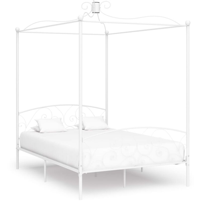 foto del prodotto letto a baldacchino bianco in metallo 120x200 cm vidaxl