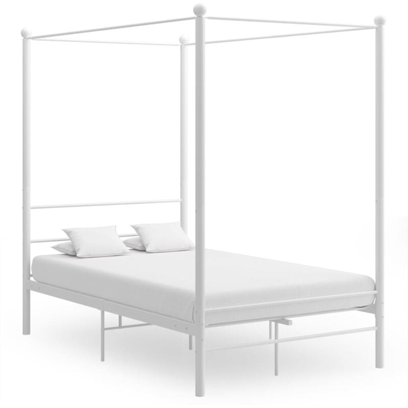 foto del prodotto letto a baldacchino bianco in metallo 120x200 cm vidaxl