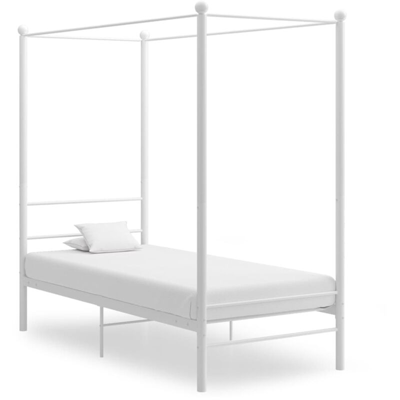 foto del prodotto letto a baldacchino bianco in metallo 90x200 cm vidaxl