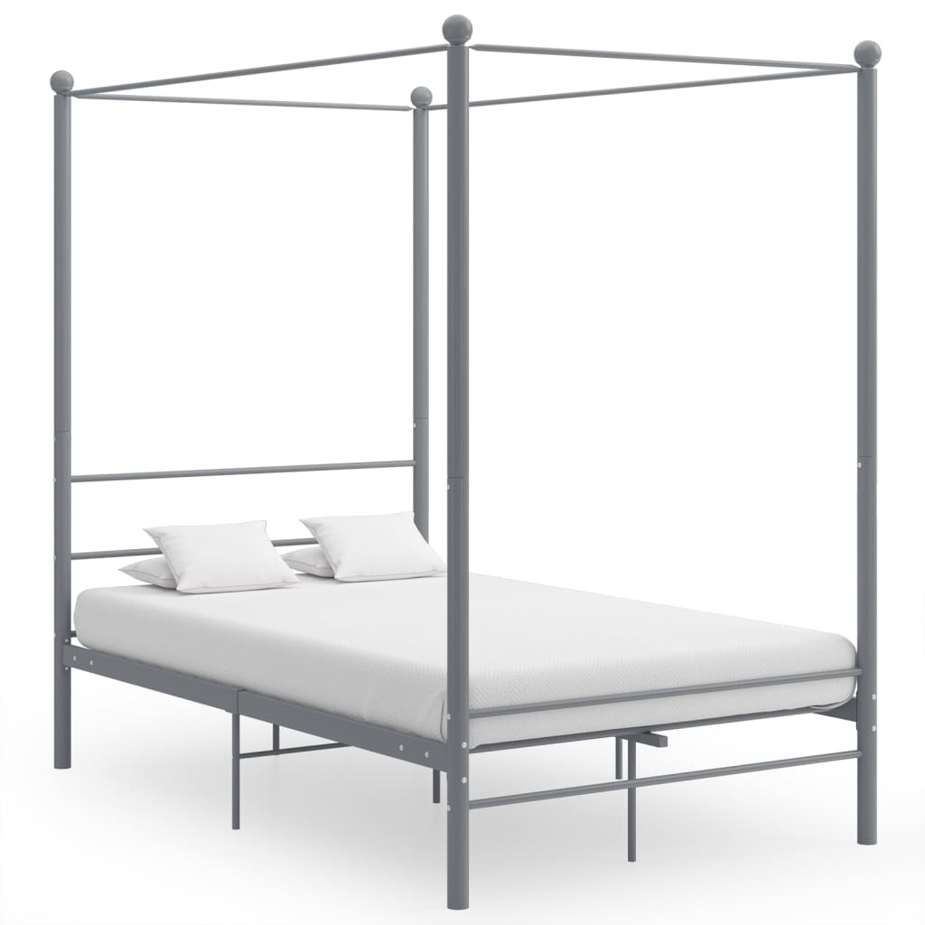 foto del prodotto letto a baldacchino grigio in metallo 140x200 cm cod mxl 53421