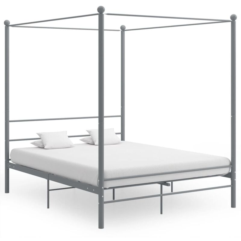 foto del prodotto letto a baldacchino grigio in metallo 160x200 cm vidaxl