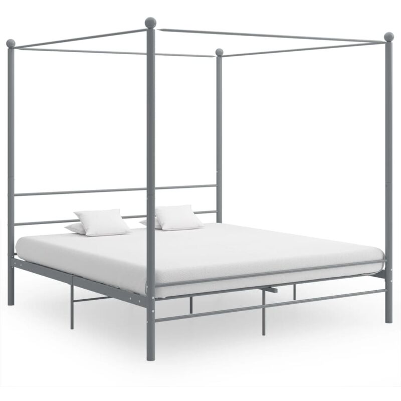 foto del prodotto letto a baldacchino grigio in metallo 180x200 cm vidaxl