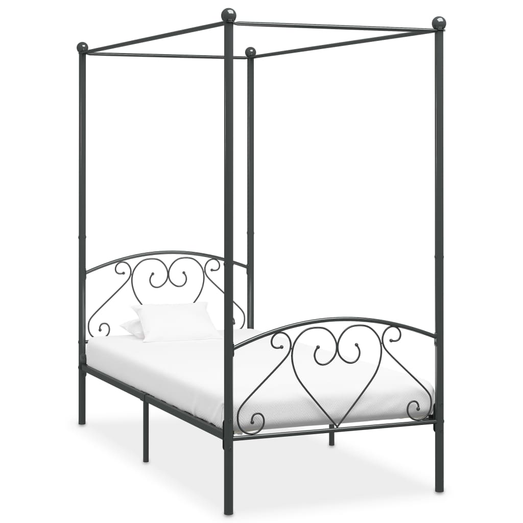 foto del prodotto letto a baldacchino grigio in metallo 90x200 cm cod mxl 61232
