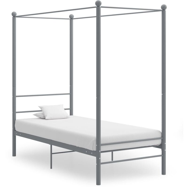 foto del prodotto letto a baldacchino grigio in metallo 90x200 cm vidaxl
