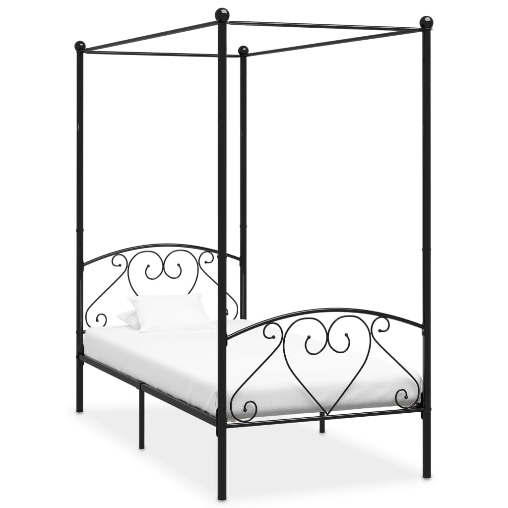 foto del prodotto letto a baldacchino nero in metallo 120x200 cm cod mxl 60312