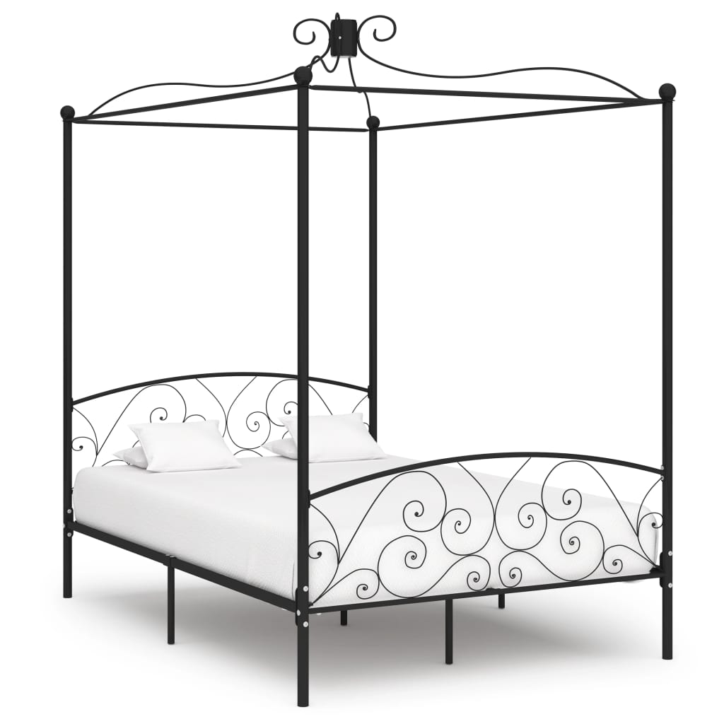 foto del prodotto letto a baldacchino nero in metallo 120x200 cm cod mxl 60614