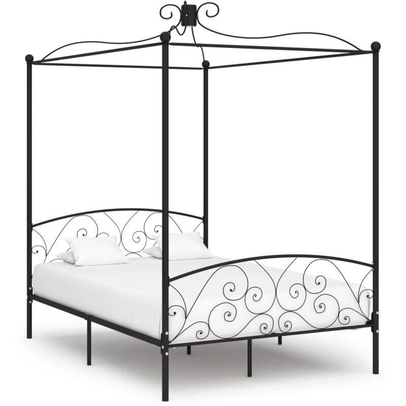 foto del prodotto letto a baldacchino nero in metallo 120x200 cm vidaxl