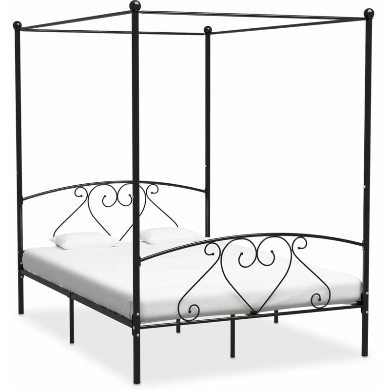 foto del prodotto letto a baldacchino nero in metallo 140x200 cm cod mxl 47169