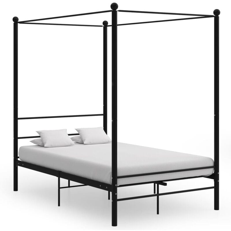 foto del prodotto letto a baldacchino nero in metallo 140x200 cm vidaxl