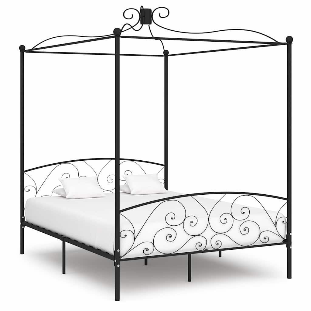 foto del prodotto letto a baldacchino nero in metallo 180x200 cm cod mxl 54247