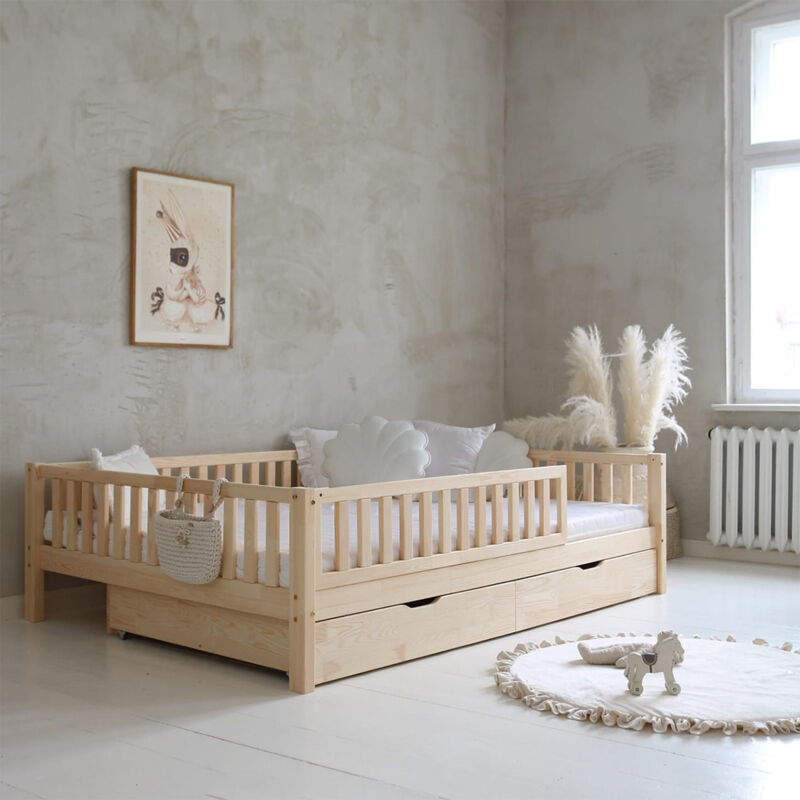 foto del prodotto letto a barriera 140x200 con rete e cassetti agn s bois