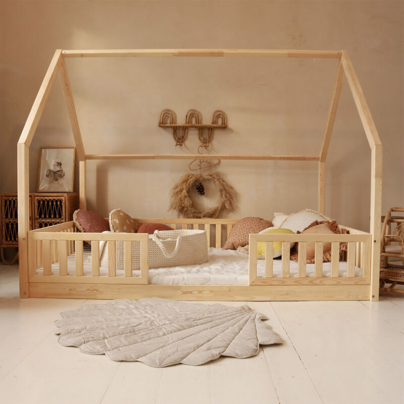 foto del prodotto letto a capanna 140x200 barriere e base incluse piedi 1 cm daisy bois