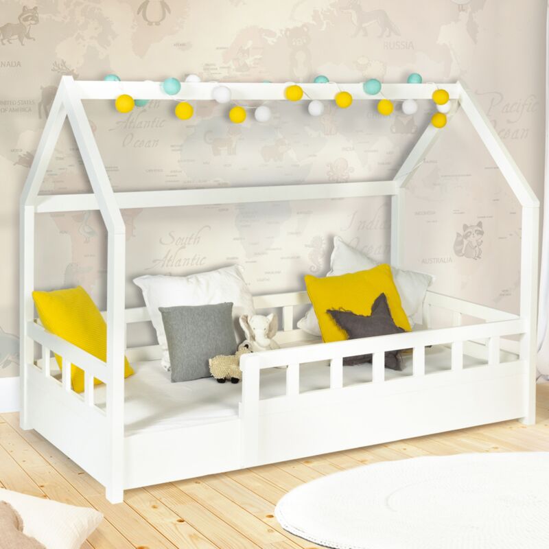 foto del prodotto letto a capanna per bambini 80 x 160 cm neree bianco con struttura letta e sponde
