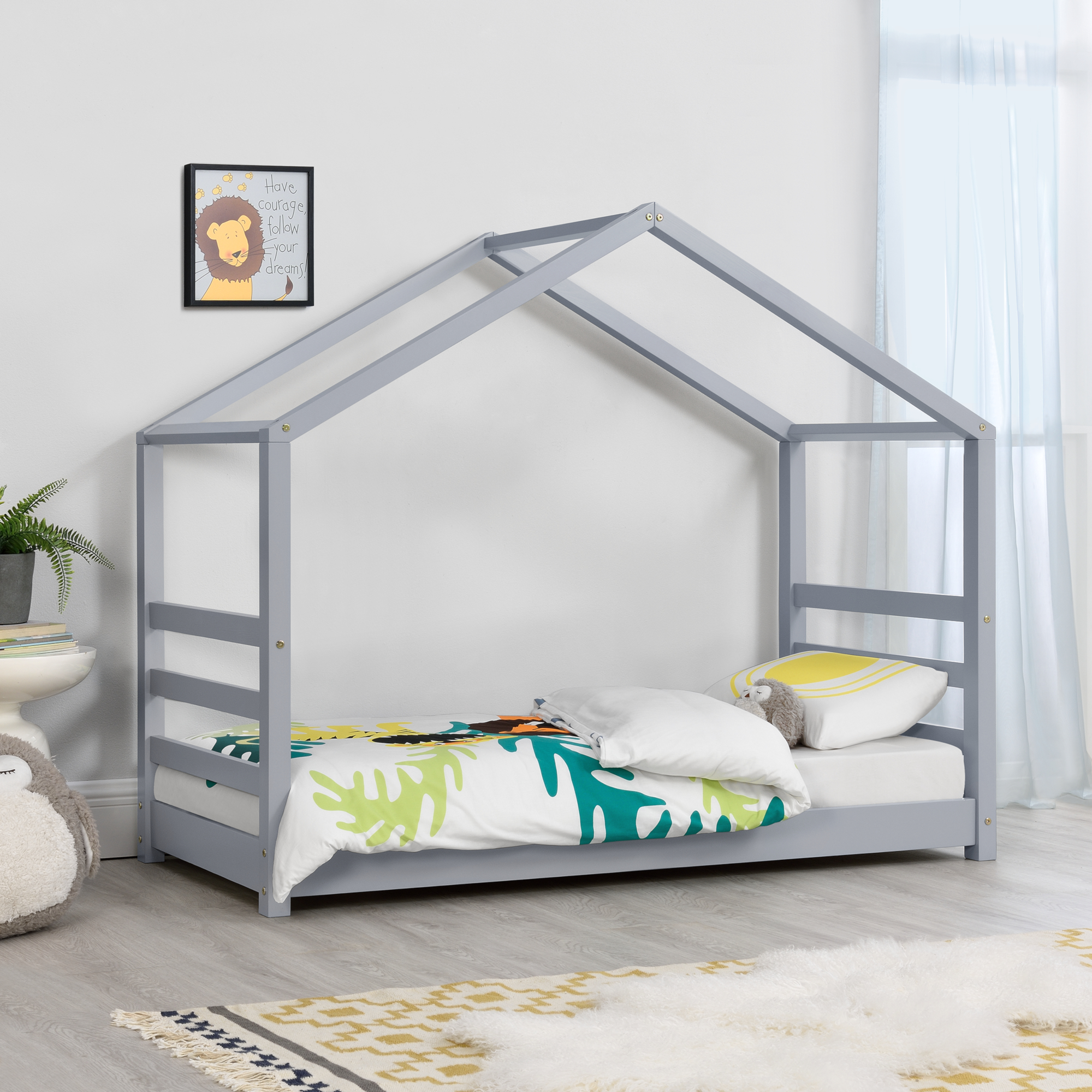 foto del prodotto letto a casetta per cameretta vard 70x140 cm legno grigio en.casa 
