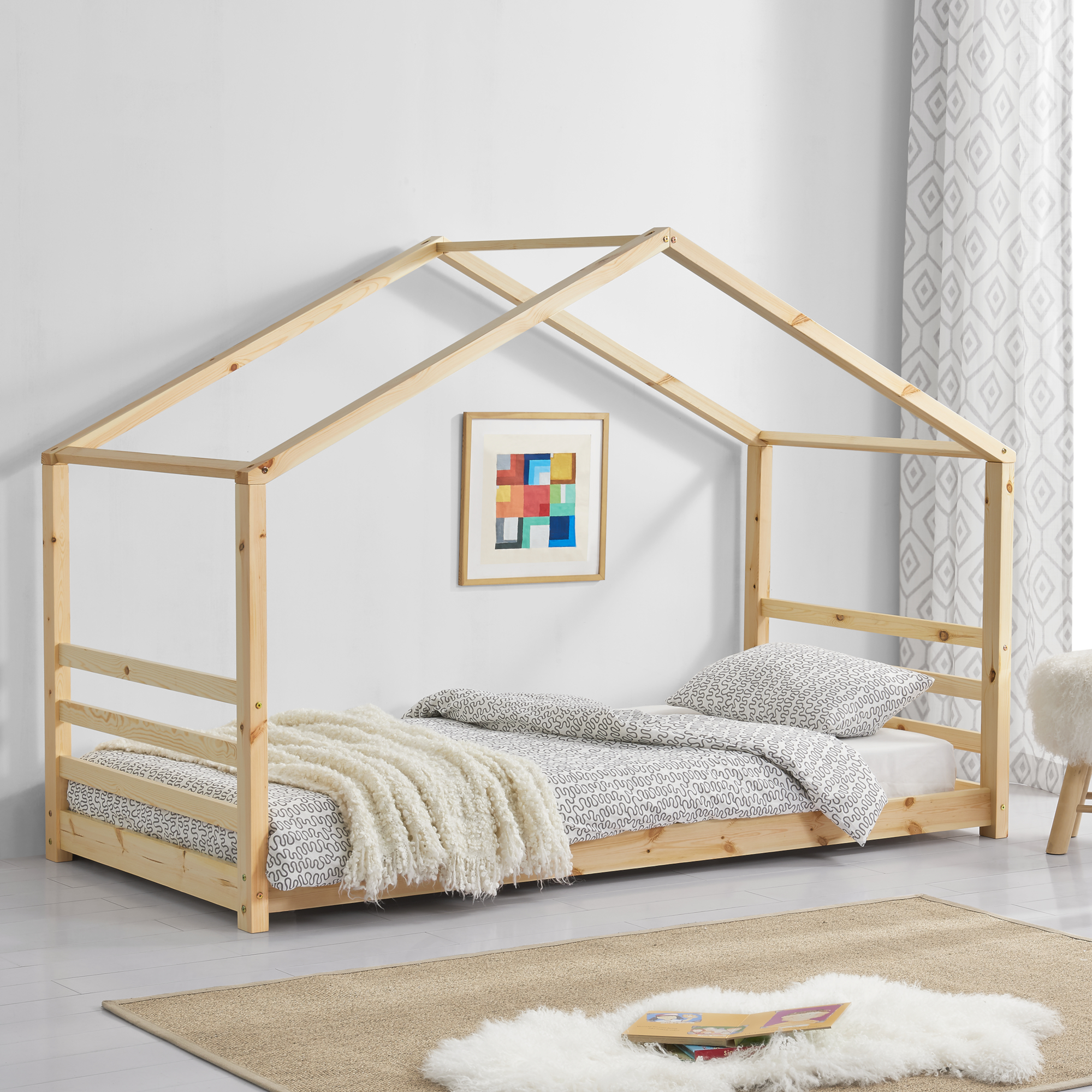 foto del prodotto letto a casetta per cameretta vard 90x200 cm legno naturale en.casa 
