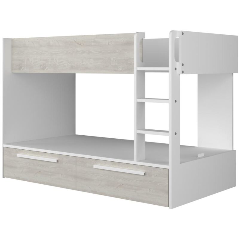 foto del prodotto letto a castello 2 cassetti 2 x 90 x 200 cm bianco e naturale tinoli
