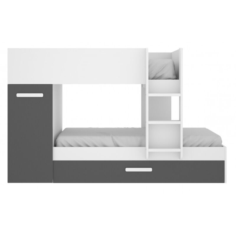 foto del prodotto letto a castello 244x150 cm bianco opaco e grafite con armadio krems