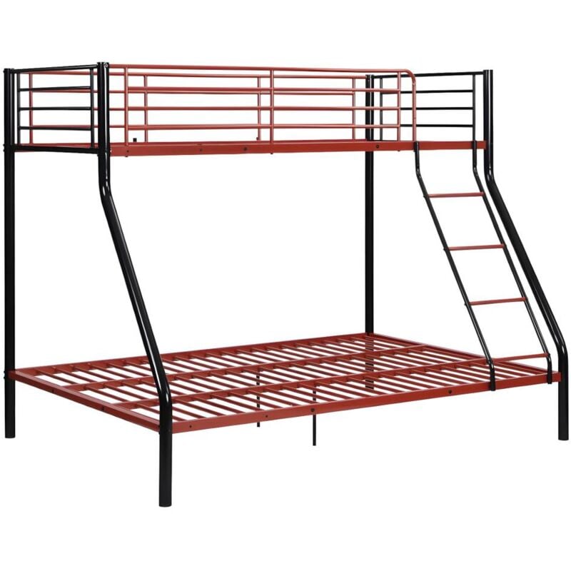 foto del prodotto letto a castello 90 e 140 x 190 cm acciaio nero e rosso elevatio iv