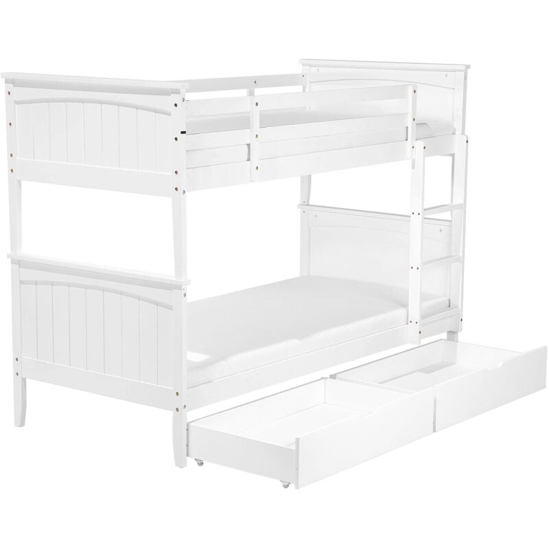 foto del prodotto letto a castello 90 x 200 cm in legno bianco con cassettiera albon