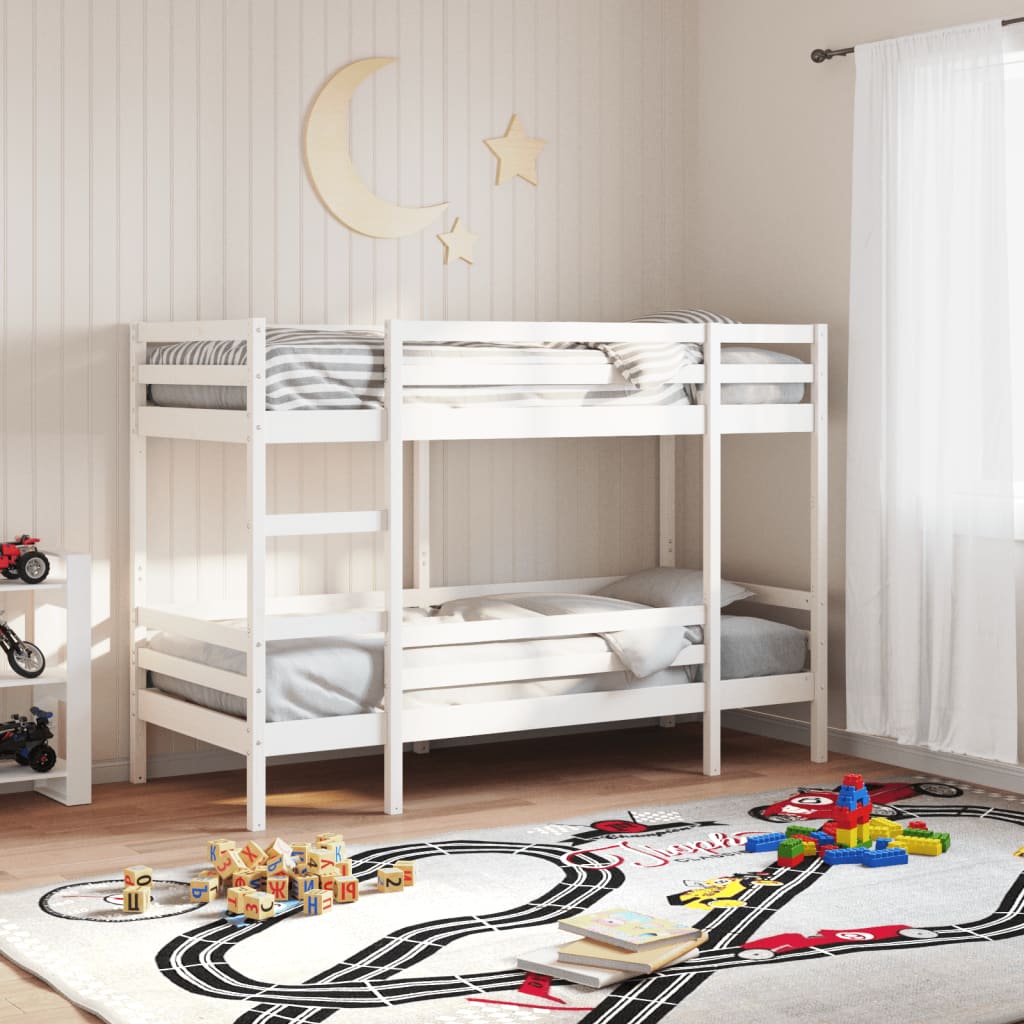 foto del prodotto letto a castello bianco 75x190 cm in legno massello di pino