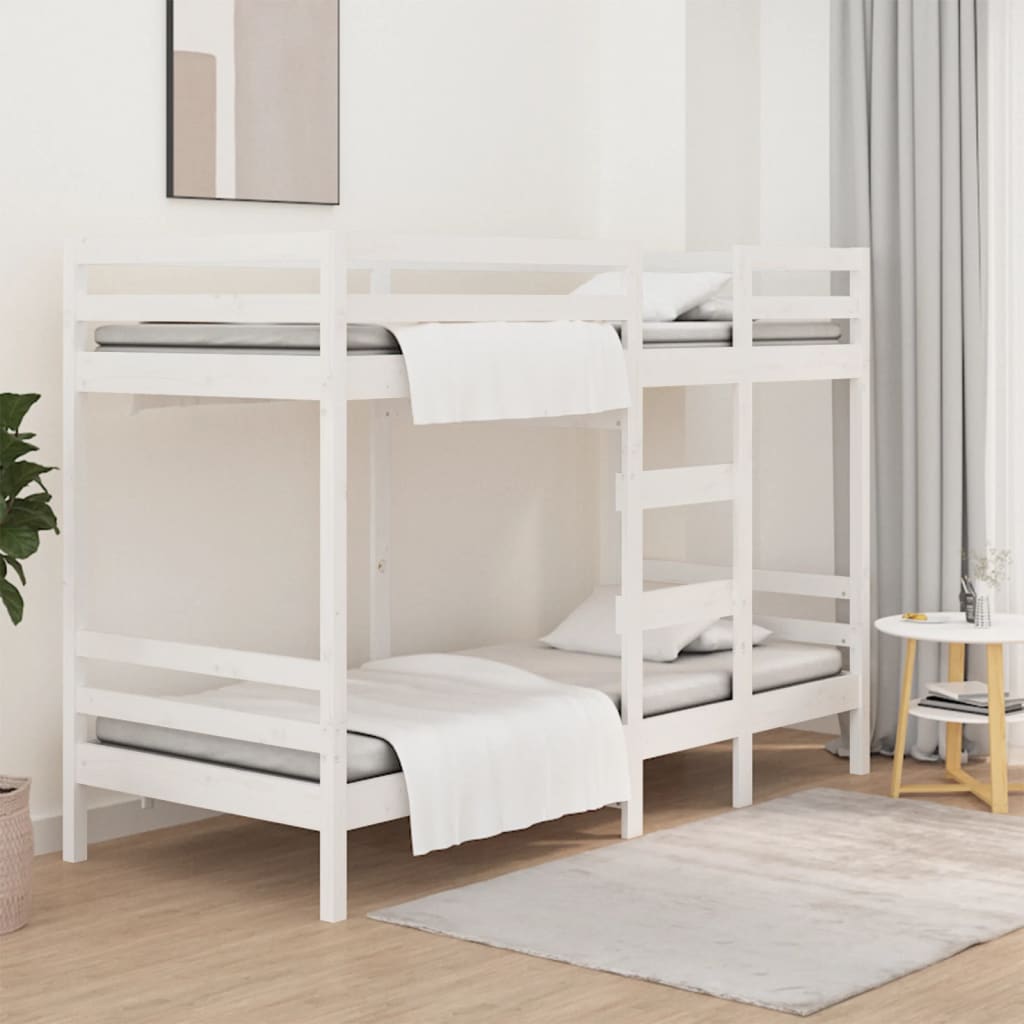 foto del prodotto letto a castello bianco 90x200 cm in legno massello di pino