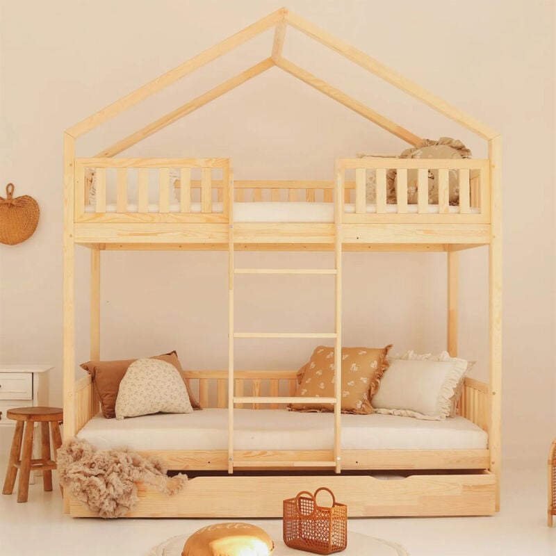foto del prodotto letto a castello con barriera roxane wood 90x190, con cassetto e molla
