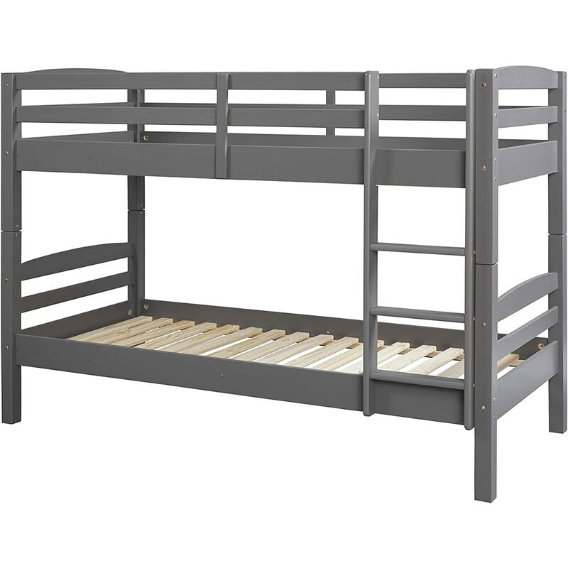 foto del prodotto letto a castello lavius divisibile in 2 letti singoli 90x200 pino tinto grigio