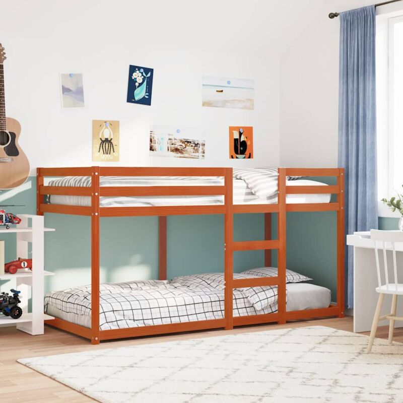 foto del prodotto letto a castello marrone cera 75x190 cm in legno di pino vidaxl