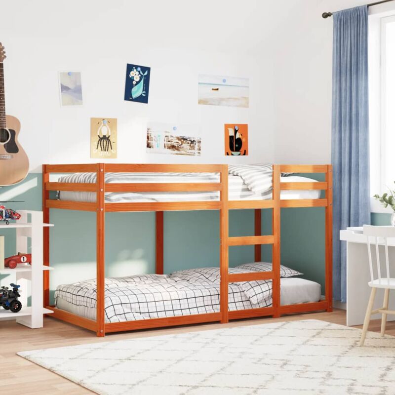 foto del prodotto letto a castello marrone cera 90x190 cm in legno di pino vidaxl