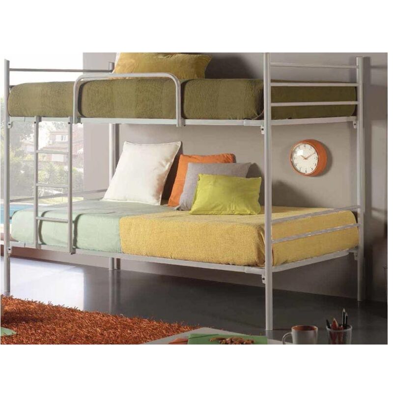 foto del prodotto letto a castello metallico luna argento 80 x 180 senza letto aggiuntivo