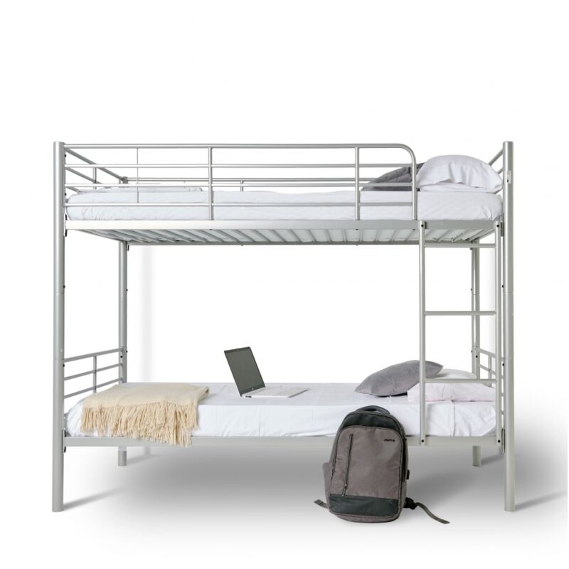 foto del prodotto letto a castello metallico twins con materassi argento 80 x 190 cm