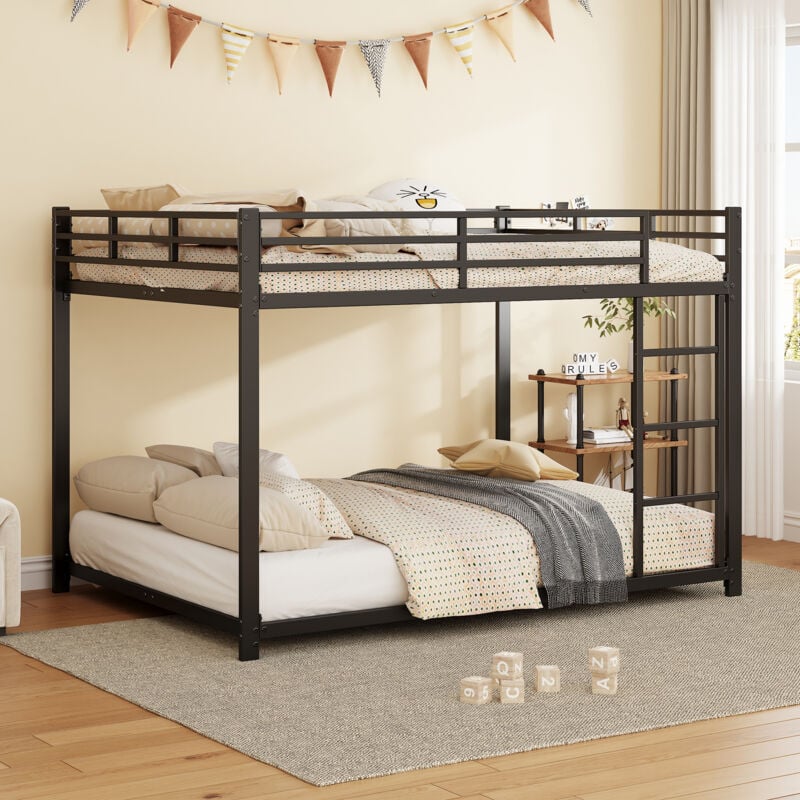 foto del prodotto letto a castello per bambini 140 x 200 cm in ferro con barriera, nero