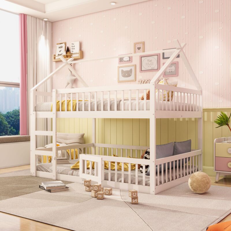 foto del prodotto letto a castello per bambini 140200, letto per bambini per famiglie, letto a castello con scale, design a soppalco, struttura letto a castello in