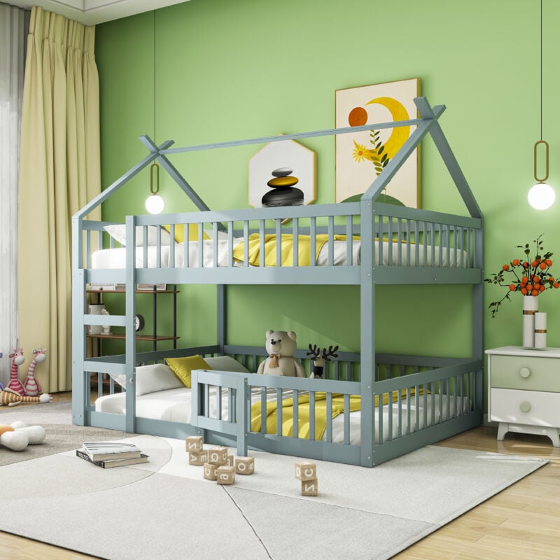 foto del prodotto letto a castello per bambini 140200, letto per bambini per famiglie, letto a castello con scale, design a soppalco, struttura letto a castello in
