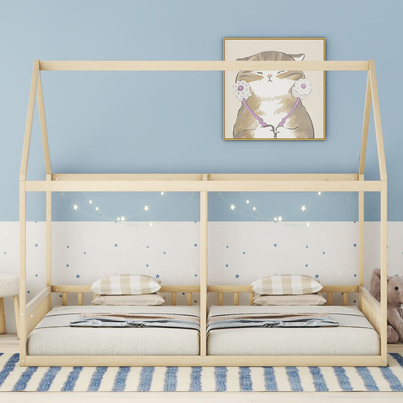 foto del prodotto letto a castello per bambini 90 x 200 cm per 2 persone, naturale