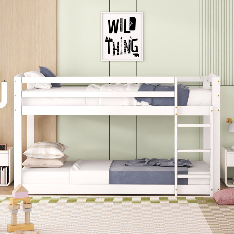foto del prodotto letto a castello per bambini e adolescenti, lettino per bambini, struttura in pino massiccio, facile da montare, 90x200 cm, bianco