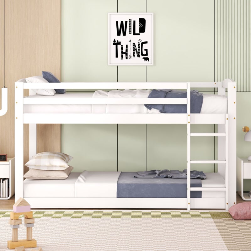 foto del prodotto letto a castello per bambini e adolescenti, lettino per bambini, struttura in pino massiccio, facile da montare, 90x200 cm, bianco okwish