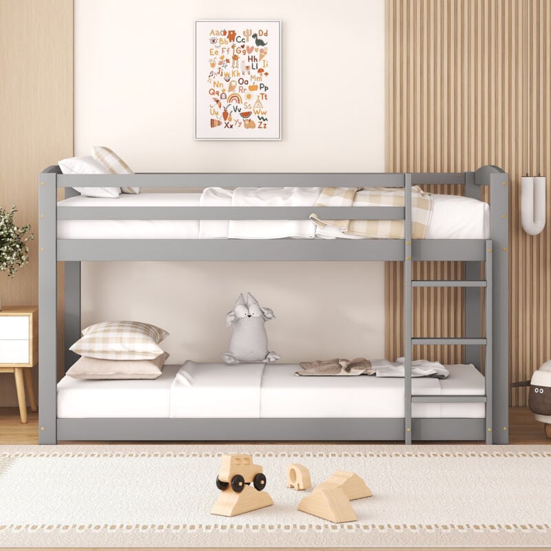 foto del prodotto letto a castello per bambini e adolescenti, lettino per neonati, struttura in pino massiccio, facile da montare, 90x200 cm, grigio