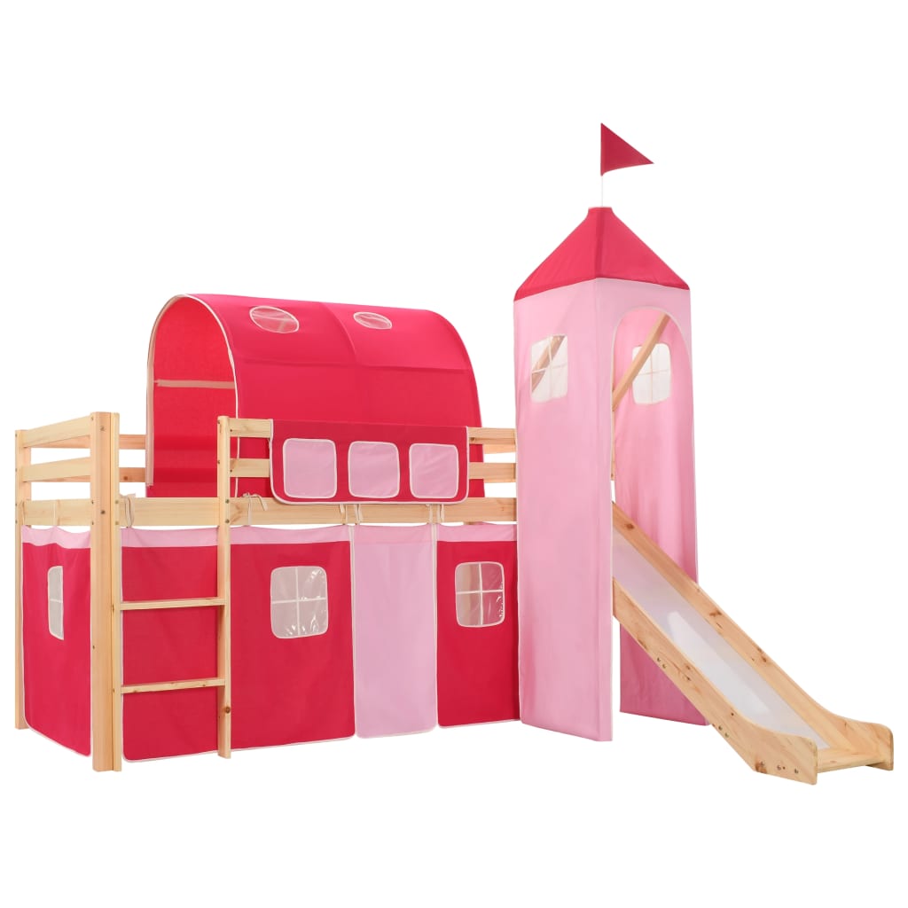 foto del prodotto letto a castello per bambini scivolo e scala in pino 208x230 cm cod mxl 68533