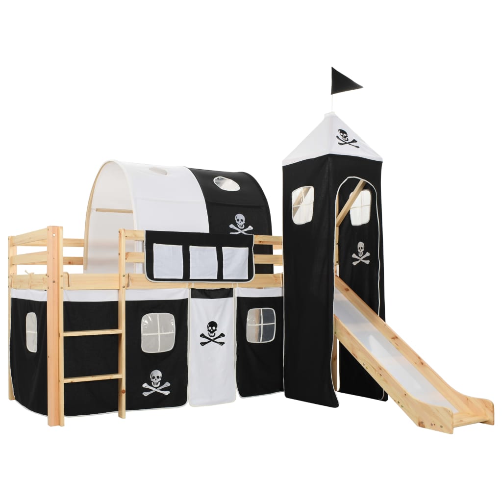 foto del prodotto letto a castello per bambini scivolo e scala in pino 97x208cmcod mxl 118897